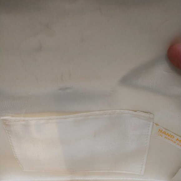 Vintage 60s Clutch/Purse Opalescent Beaded Sequin White Satin Handbag - Picture 5 of 6